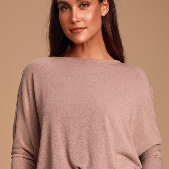 Lulus Basics Verla Rusty Rose Dolman Sleeve Sweater Top Pink - Size M - Picture 2 of 4